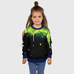 Свитшот детский Зеленая стекающая краска по черному фону, цвет: 3D-синий — фото 2