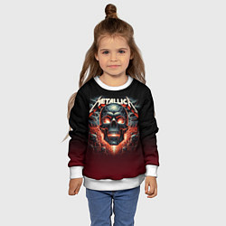 Свитшот детский Metallica - fire skull, цвет: 3D-белый — фото 2