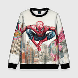 Свитшот детский Человек паук паркур, цвет: 3D-черный