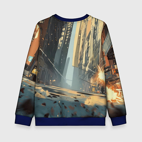 Детский свитшот Маленький толстый человек-паук / 3D-Синий – фото 2