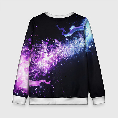 Детский свитшот Фиолетово-синяя абстрактная волна / 3D-Белый – фото 2