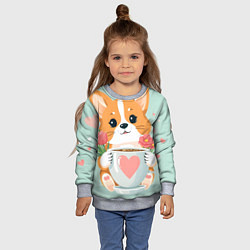 Свитшот детский Корги с поздравлениями - 8 марта, цвет: 3D-меланж — фото 2