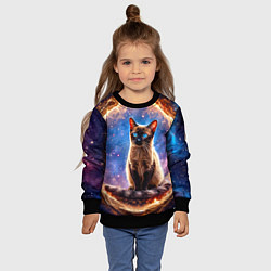 Свитшот детский Сиамская кошка в космосе, цвет: 3D-черный — фото 2