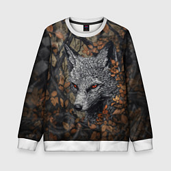 Свитшот детский Хищный серый лис, цвет: 3D-белый