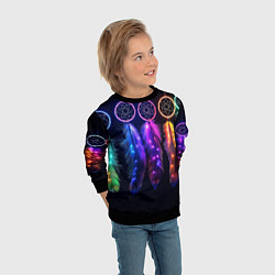 Свитшот детский Ловцы снов - свечение перьев, цвет: 3D-черный — фото 2