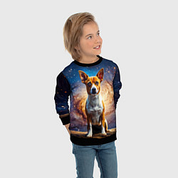 Свитшот детский Басенджи в космосе, цвет: 3D-черный — фото 2