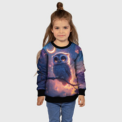 Свитшот детский Совушка и полумесяц, цвет: 3D-черный — фото 2