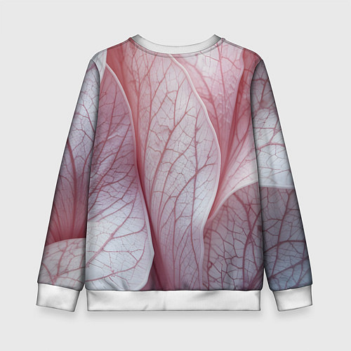 Детский свитшот Розовые листья / 3D-Белый – фото 2