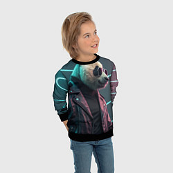 Свитшот детский Cyberpunk panda, цвет: 3D-черный — фото 2