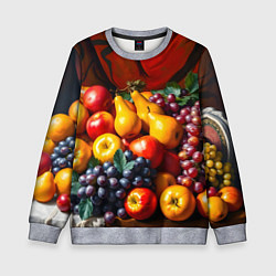 Свитшот детский Фруктовый натюрморт, цвет: 3D-меланж