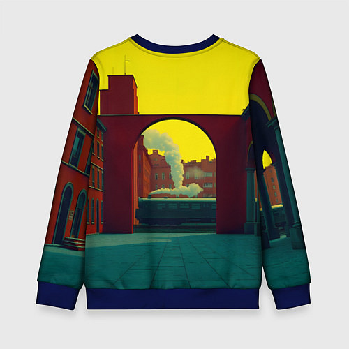 Детский свитшот Арт с поездом / 3D-Синий – фото 2