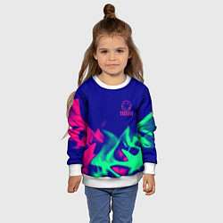 Свитшот детский Nirvana fire neon, цвет: 3D-белый — фото 2