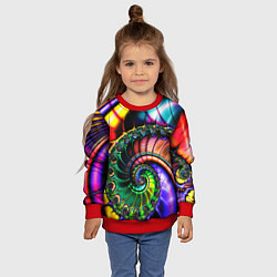 Свитшот детский Фрактальный узор неоновый, цвет: 3D-красный — фото 2