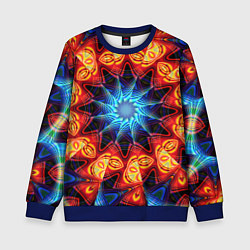 Свитшот детский Фрактальная узорная абстракция, цвет: 3D-синий
