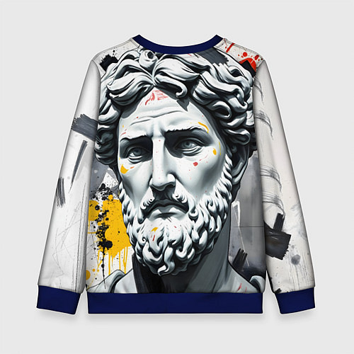 Детский свитшот Античный портрет и краска / 3D-Синий – фото 2