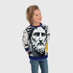 Свитшот детский Античный портрет и краска, цвет: 3D-синий — фото 2