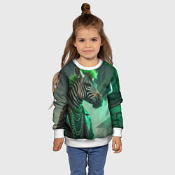 Свитшот детский Cyperpunk zebra, цвет: 3D-белый — фото 2