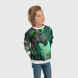Свитшот детский Cyperpunk zebra, цвет: 3D-белый — фото 2