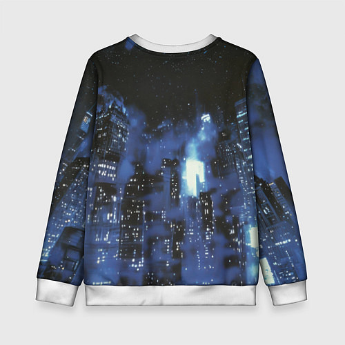 Детский свитшот Бэтмен синий город / 3D-Белый – фото 2