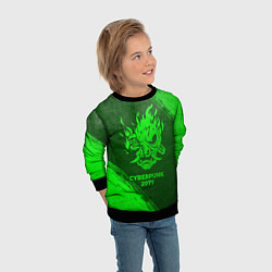 Свитшот детский Cyberpunk 2077 - green gradient, цвет: 3D-черный — фото 2