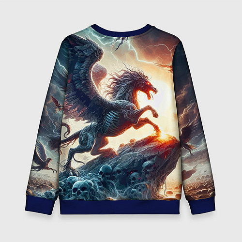 Детский свитшот Пегас тёмных сил - нейроарт / 3D-Синий – фото 2