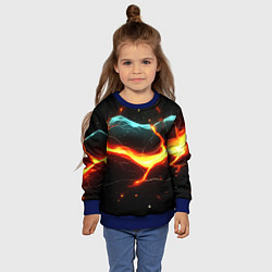 Свитшот детский Лава в черной текстуре, цвет: 3D-синий — фото 2
