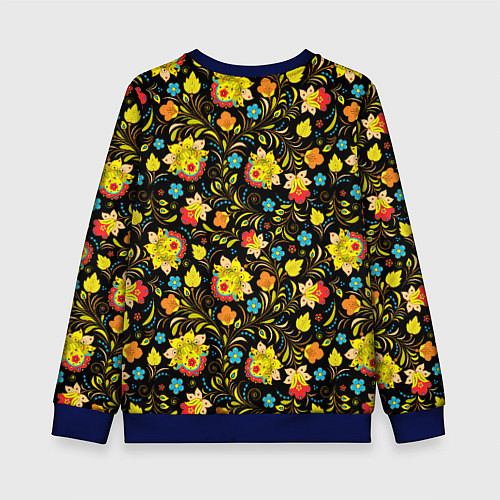 Детский свитшот Хохлома цветы / 3D-Синий – фото 2