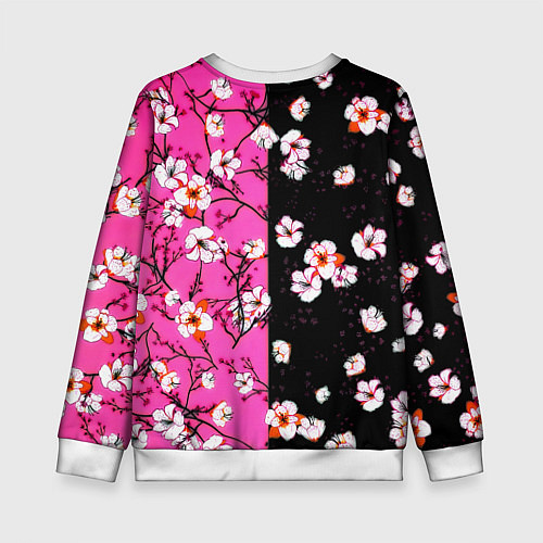 Детский свитшот Ведьмак паттерн сакура / 3D-Белый – фото 2