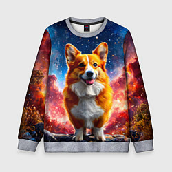 Свитшот детский Корги и космическое небо, цвет: 3D-меланж
