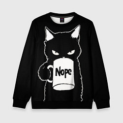 Свитшот детский Angry black cat nope, цвет: 3D-черный