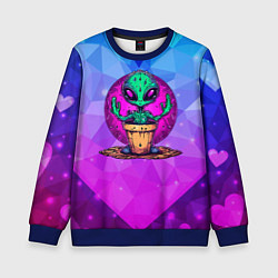 Свитшот детский Кактус в виде инопланетянина, цвет: 3D-синий