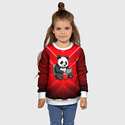 Свитшот детский Панда работает за ноутбуком, цвет: 3D-белый — фото 2