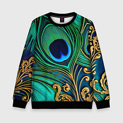 Детский свитшот Зеленые перья павлина