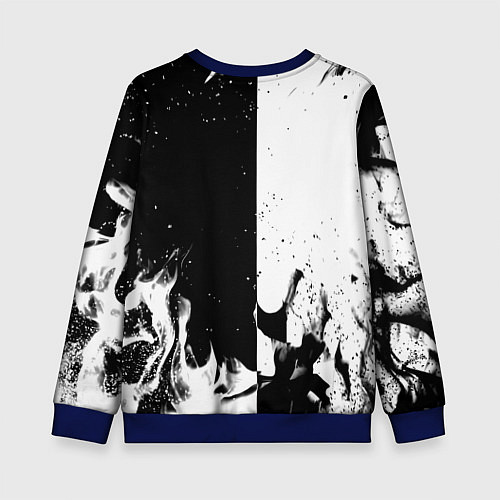 Детский свитшот Nasa черно белый огонь / 3D-Синий – фото 2