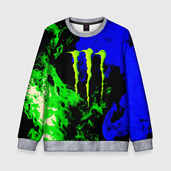 Свитшот детский Monster energy кислотный огонь, цвет: 3D-меланж