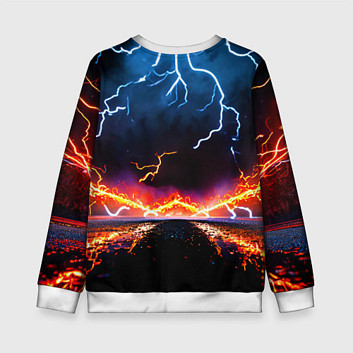 Детский свитшот Футбольный мяч в молниях / 3D-Белый – фото 2