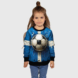 Свитшот детский Футбольный мяч на синем, цвет: 3D-черный — фото 2