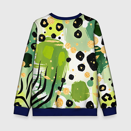 Детский свитшот Зеленый анималистичный паттерн / 3D-Синий – фото 2