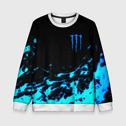 Свитшот детский Monster energy голубые краски, цвет: 3D-белый
