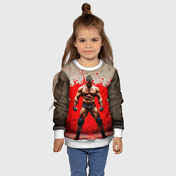 Свитшот детский Реслер на красном, цвет: 3D-белый — фото 2