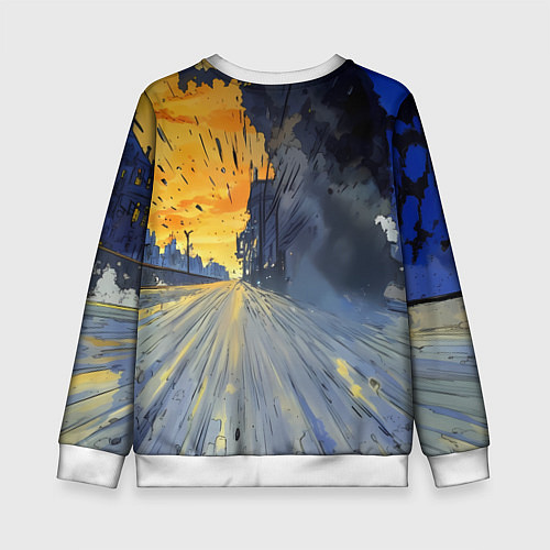 Детский свитшот Красная BMW на скорости / 3D-Белый – фото 2