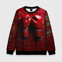 Свитшот детский Бойцовские перчатки на красном, цвет: 3D-черный