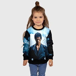 Свитшот детский Брюс Ли в дыму, цвет: 3D-черный — фото 2