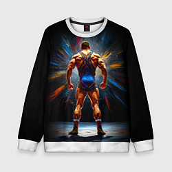 Свитшот детский Греко-римский борец на черном, цвет: 3D-белый