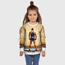 Свитшот детский Греко-римский борец на бежевом, цвет: 3D-белый — фото 2