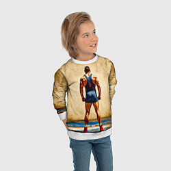 Свитшот детский Греко-римский борец на бежевом, цвет: 3D-белый — фото 2