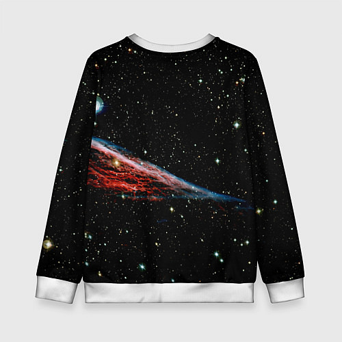 Детский свитшот Котёнок космонавт в открытом космосе / 3D-Белый – фото 2