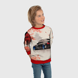 Свитшот детский Черная БМВ и сакура, цвет: 3D-красный — фото 2