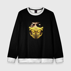 Свитшот детский Лицо ниндзя в желтой маске, цвет: 3D-белый