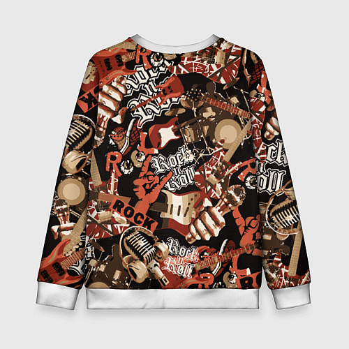 Детский свитшот Sum 41 на фоне кролика и гитар / 3D-Белый – фото 2